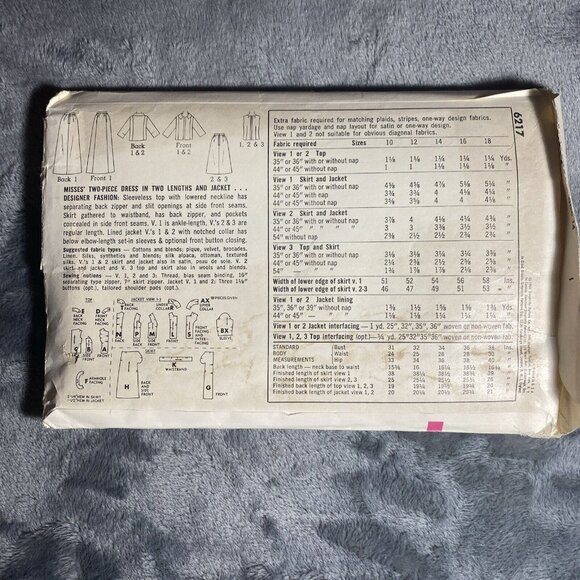 Simplicity 6217 Sewing Pattern, 1965 2 Pc Dress, Jacket Size 14 Cut - Picture 4 of 4